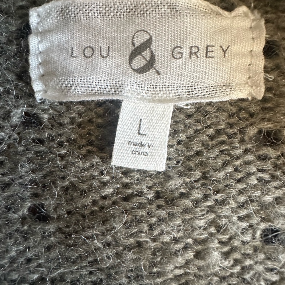 Lou & Grey Open Front Cardigan - Alpaca and Wool Blend - Green Womens Size Large - Picture 2 of 3